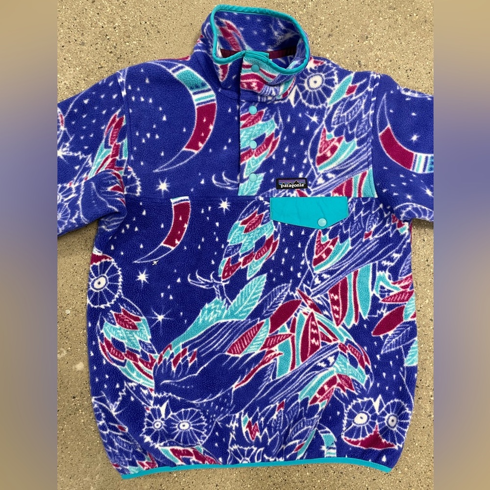 Rare Patagonia Synchilla Owl Harvest Moon pullover fleece adult size Small - Picture 4 of 12
